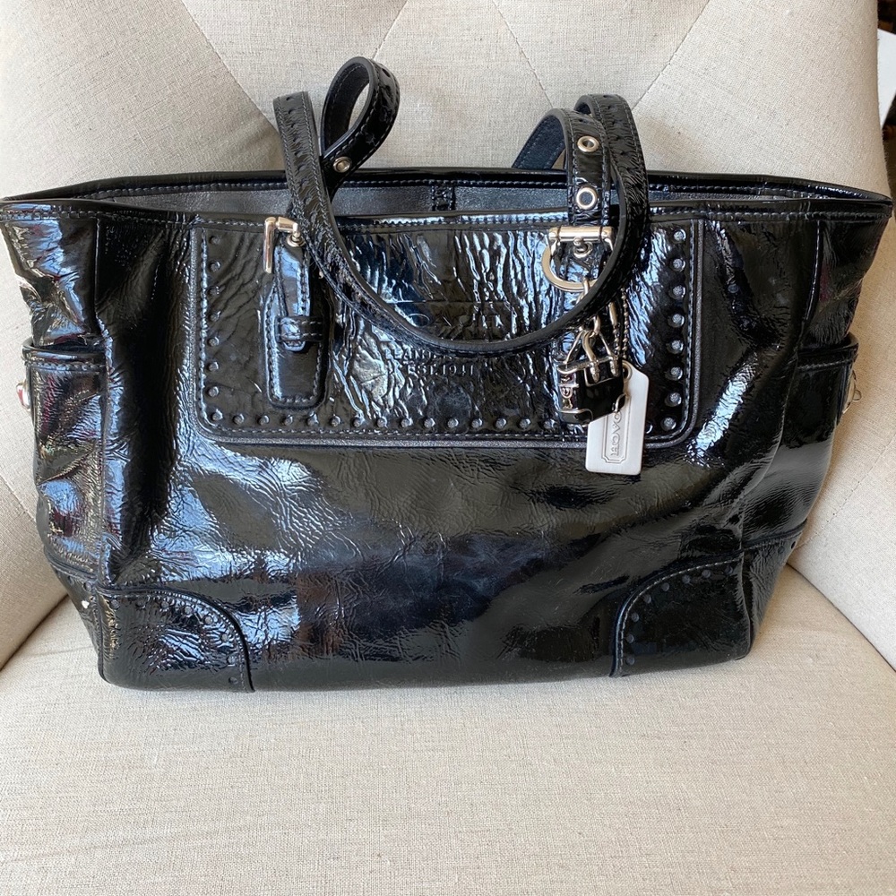 Coach Black Patent Leather Gallery Tote